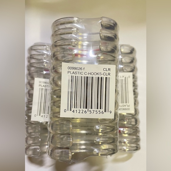 3packs of 12 clear plastic C-shaped shower curtain ring hooks. NWT - Picture 5 of 6